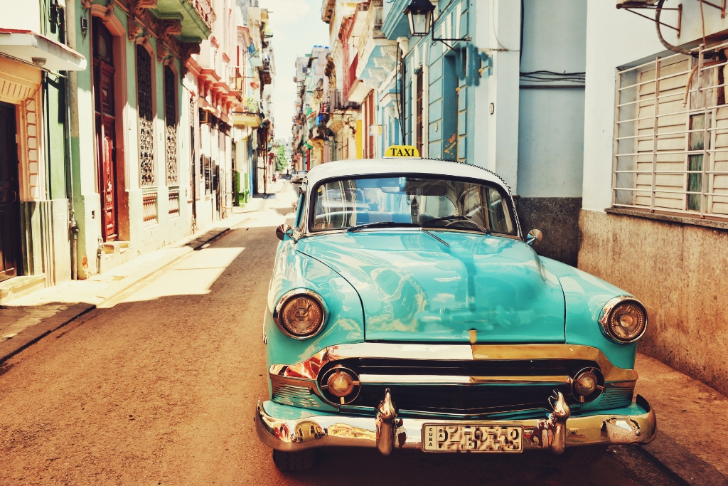 Havana old town, Cuba, Taxi car