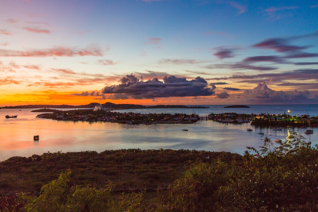 sunset on St Maarten craibbean island.