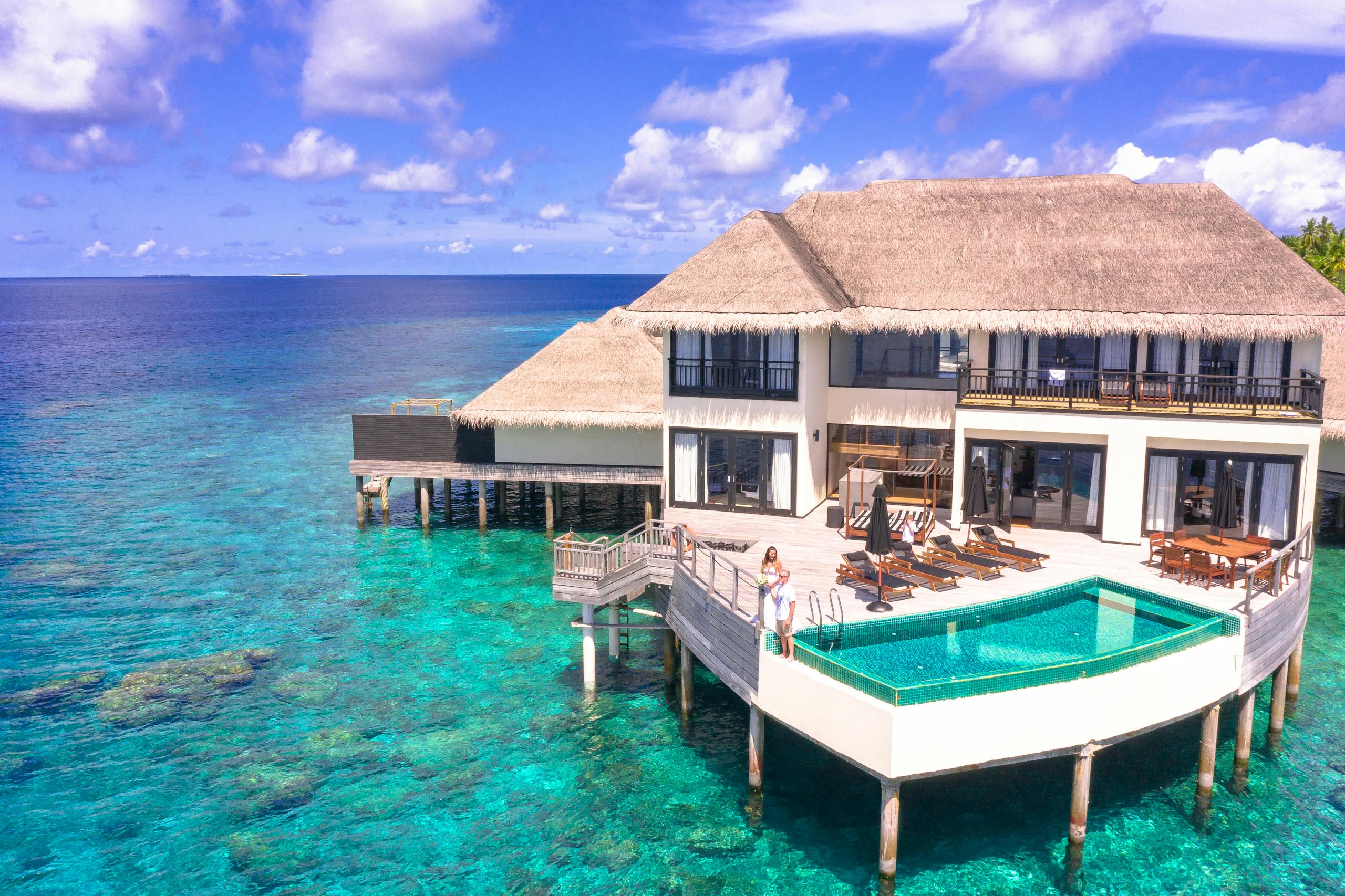 Stunning overwater villa in the Maldives, perfect for luxury relaxation and tropical getaways.
